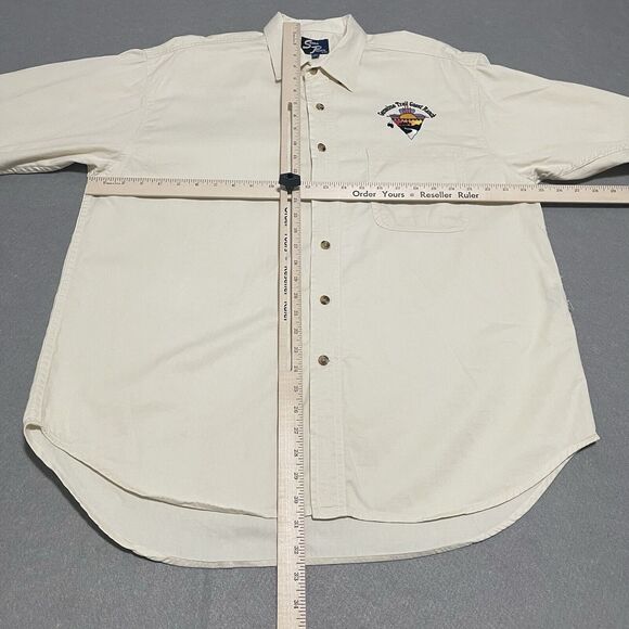VTG Geronimo Trail Guest Ranch Shirt Mens Large Beige Embroidered Heavy Cotton - Picture 10 of 13